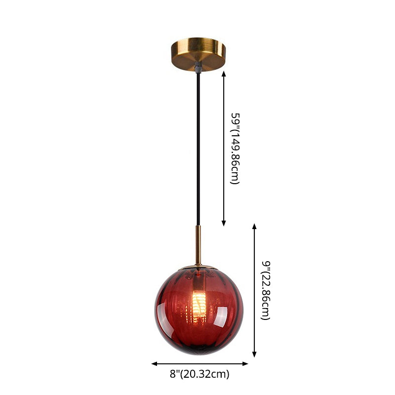 Modern Water Glass Hanging Light Fixture For Restaurants - 1-Light Round Ceiling Pendant