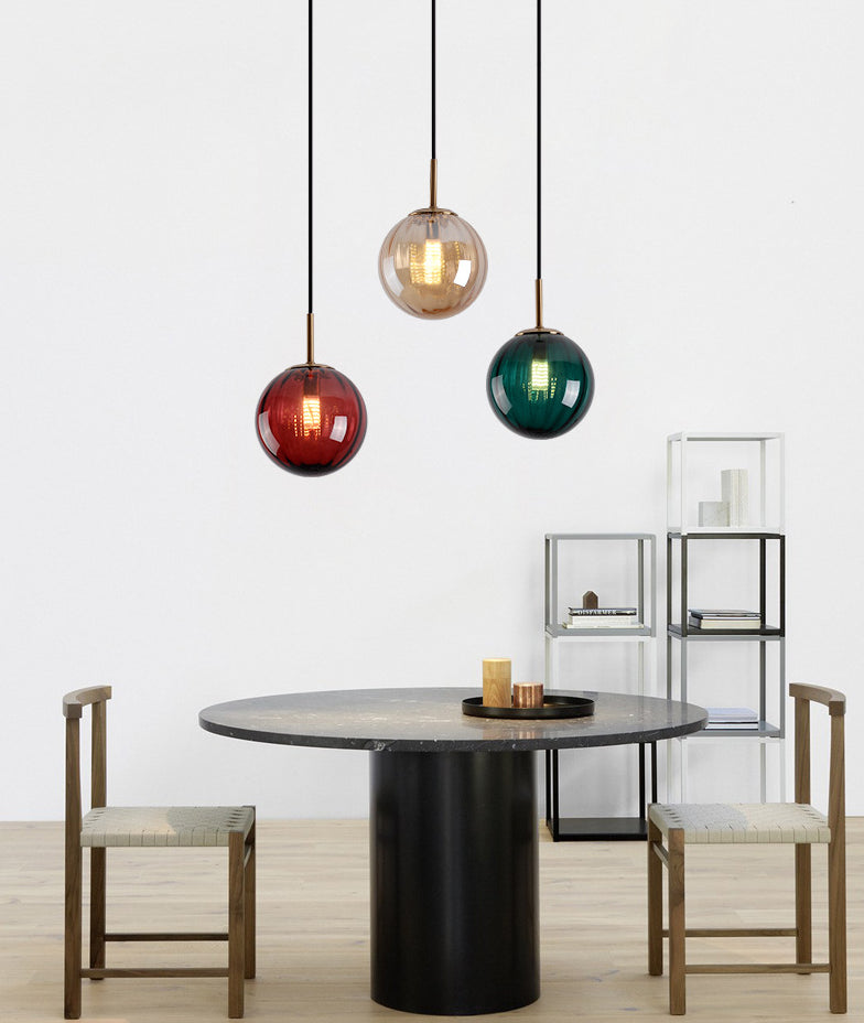 Modern Water Glass Hanging Light Fixture For Restaurants - 1-Light Round Ceiling Pendant