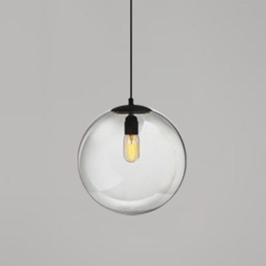 Modern Globe Pendant Light: Simple Glass Fixture For Restaurants Clear / 14