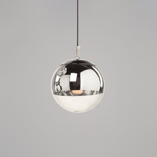 Modern Globe Pendant Light: Simple Glass Fixture For Restaurants Silver / 6