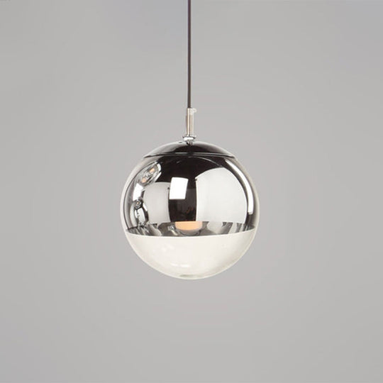 Modern Globe Pendant Light: Simple Glass Fixture For Restaurants Silver / 8