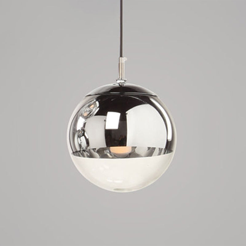 Modern Globe Pendant Light: Simple Glass Fixture For Restaurants Silver / 16