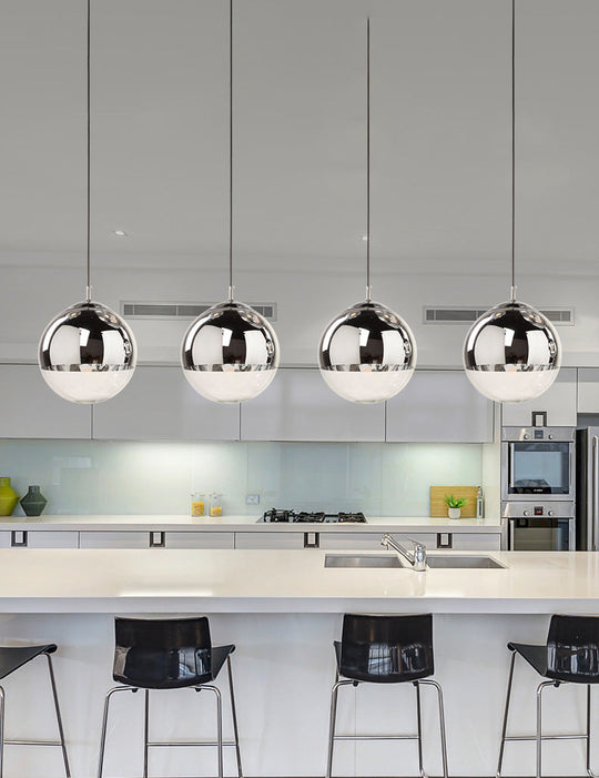 Modern Globe Pendant Light: Simple Glass Fixture For Restaurants