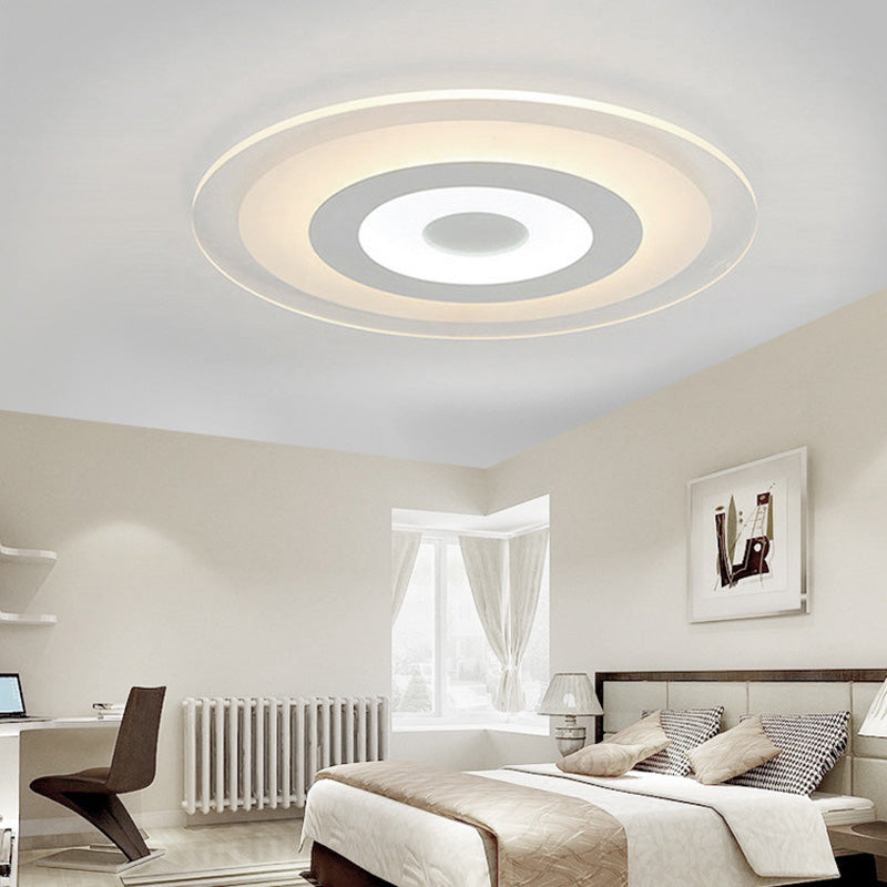 Simple White Led Bedroom Flush Mount Ceiling Light With Round Acrylic Shade / Warm 19.5