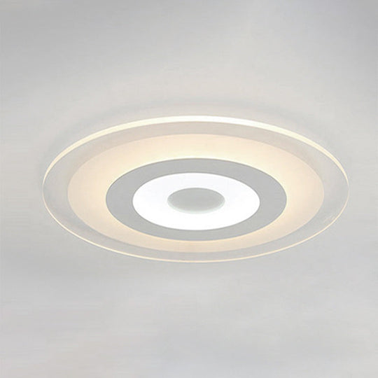 Simple White Led Bedroom Flush Mount Ceiling Light With Round Acrylic Shade