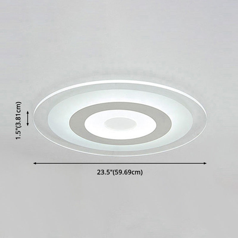 Simple White Led Bedroom Flush Mount Ceiling Light With Round Acrylic Shade