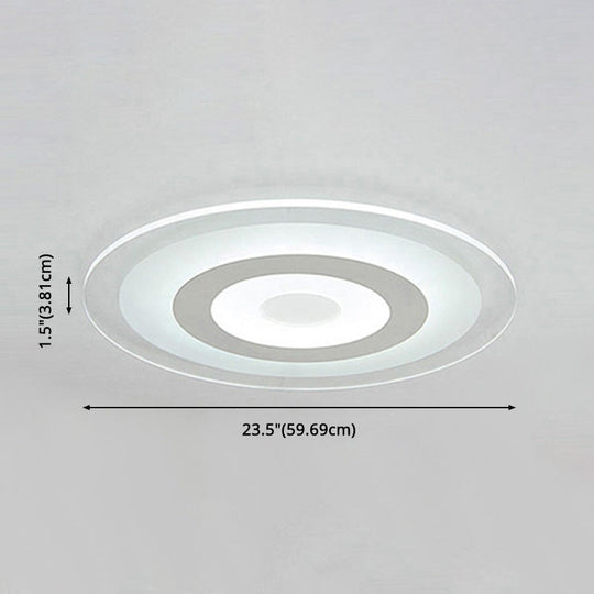 Simple White Led Bedroom Flush Mount Ceiling Light With Round Acrylic Shade