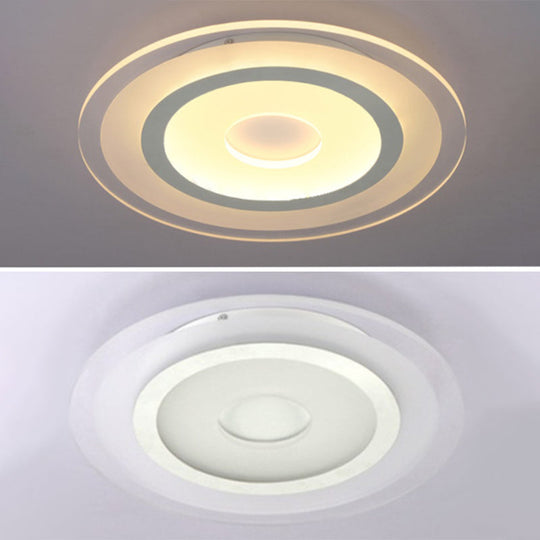 Simple White Led Bedroom Flush Mount Ceiling Light With Round Acrylic Shade