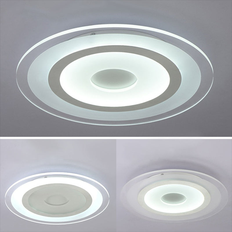 Simple White Led Bedroom Flush Mount Ceiling Light With Round Acrylic Shade