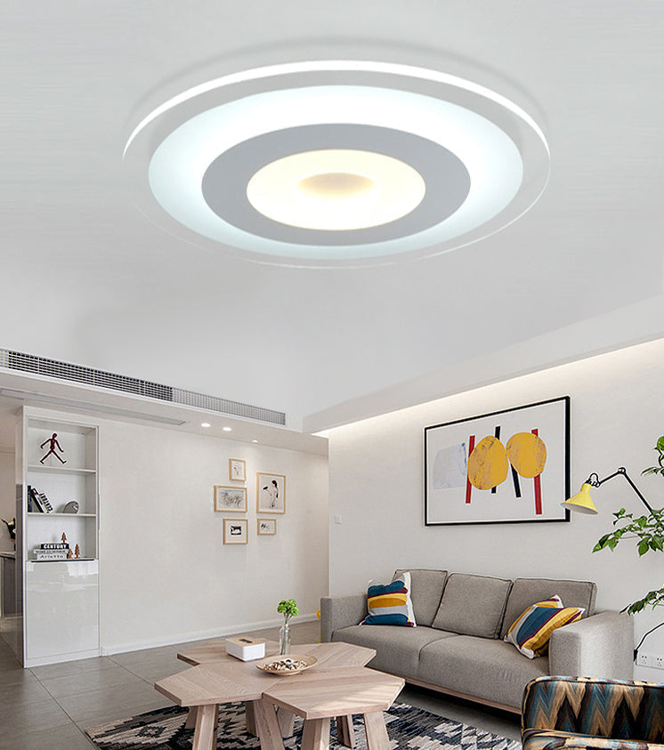 Simple White Led Bedroom Flush Mount Ceiling Light With Round Acrylic Shade