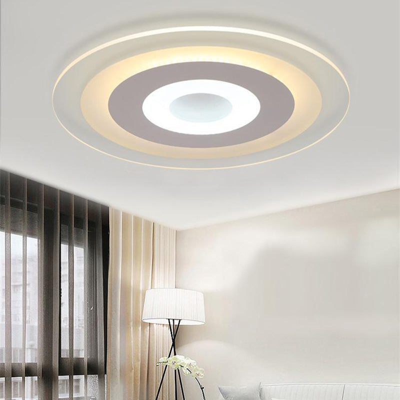 Minimalist Led Acrylic Ceiling Light - Round White Flush Mount Fixture / Warm