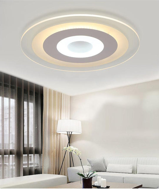 Minimalist Led Acrylic Ceiling Light - Round White Flush Mount Fixture