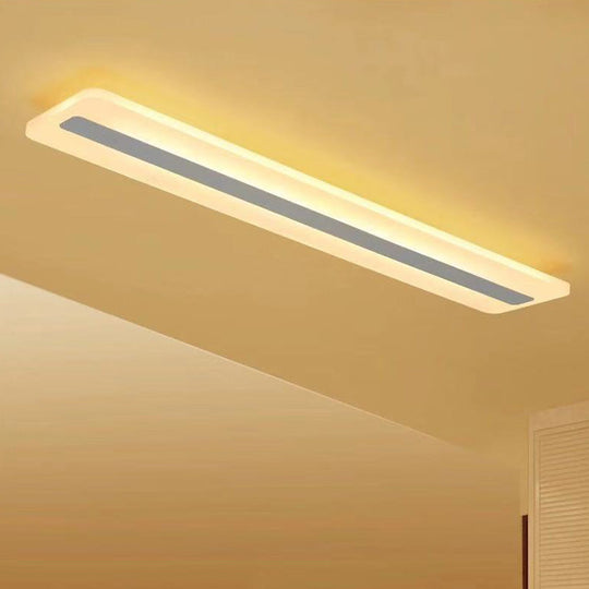 Minimalist Led Acrylic Linear Flush Mount Ceiling Light - White / Warm