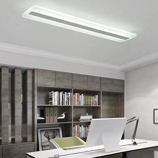 Minimalist Led Acrylic Linear Flush Mount Ceiling Light - White /