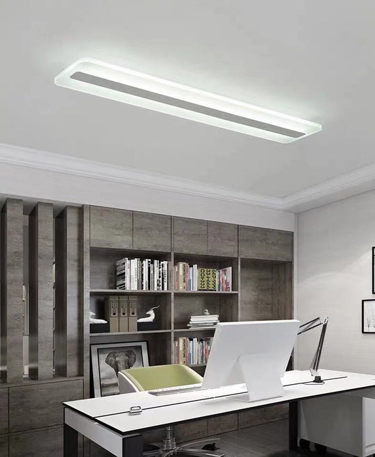 Minimalist Led Acrylic Linear Flush Mount Ceiling Light - White