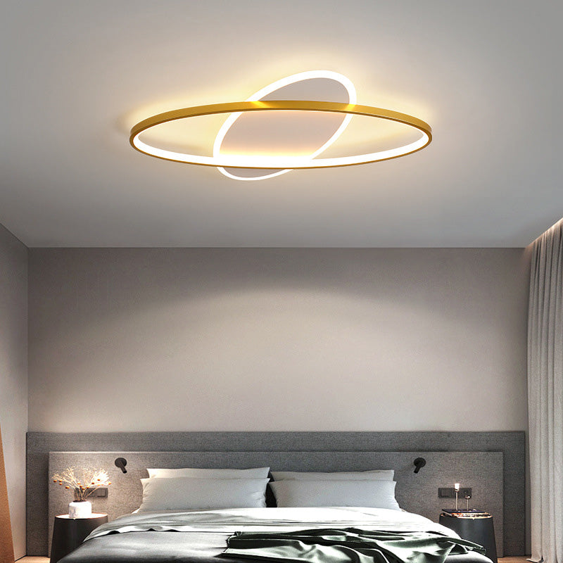 Minimalist Oval Gold Flush Mount Led Ceiling Light Fixture