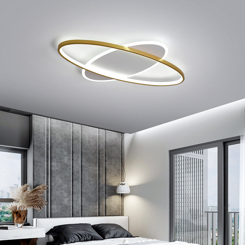 Minimalist Oval Gold Flush Mount Led Ceiling Light Fixture