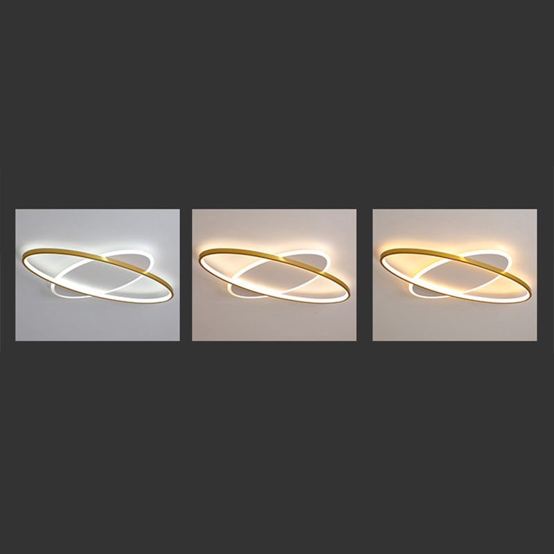 Minimalist Oval Gold Flush Mount Led Ceiling Light Fixture