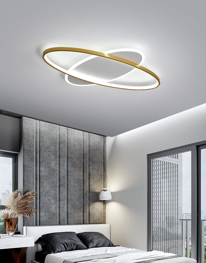 Minimalist Oval Gold Flush Mount Led Ceiling Light Fixture