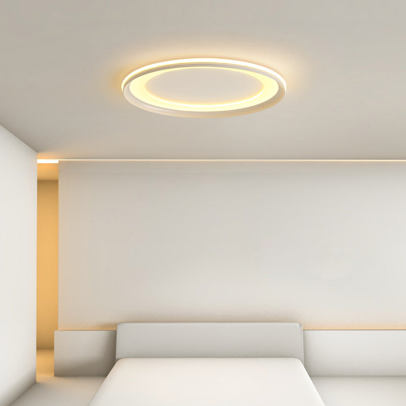 Circle Metal Shade Led Bedroom Flush Mount Ceiling Lamp - Minimalist Style White / Third Gear