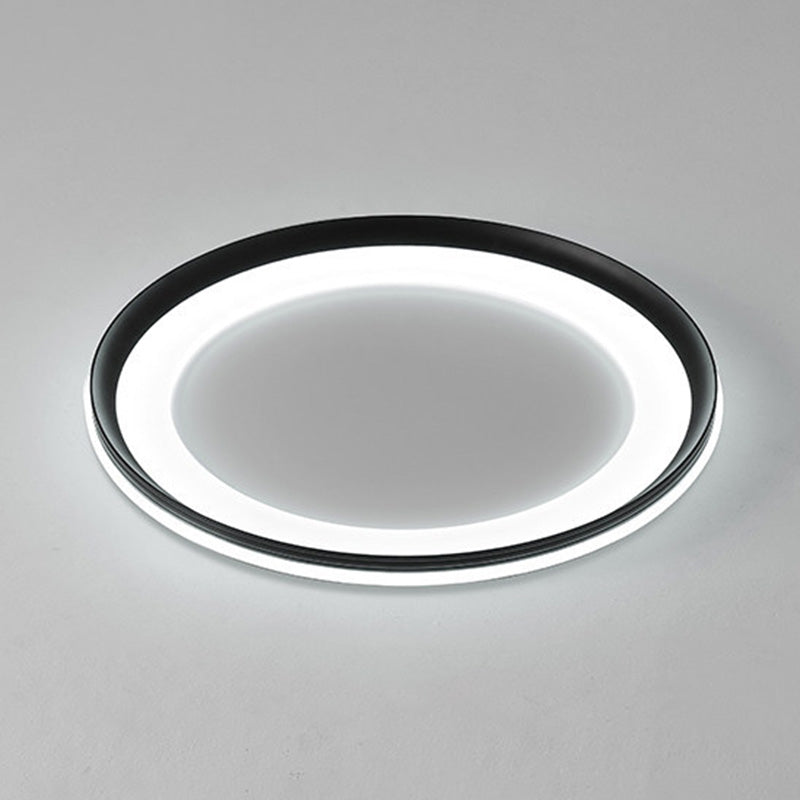 Circle Metal Shade Led Bedroom Flush Mount Ceiling Lamp - Minimalist Style Black / White