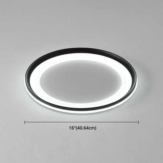 Circle Metal Shade Led Bedroom Flush Mount Ceiling Lamp - Minimalist Style