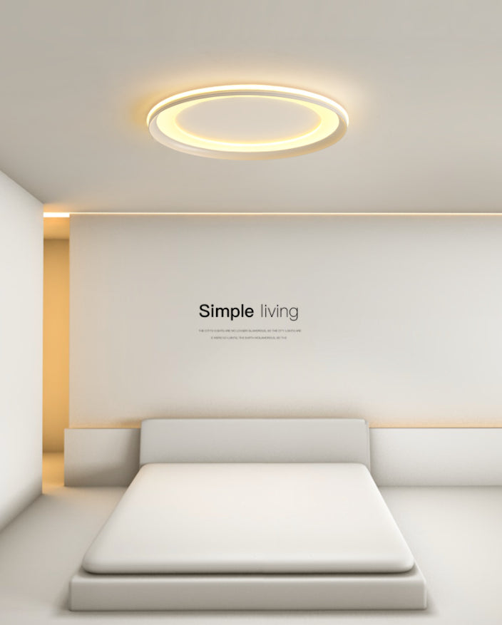 Circle Metal Shade Led Bedroom Flush Mount Ceiling Lamp - Minimalist Style