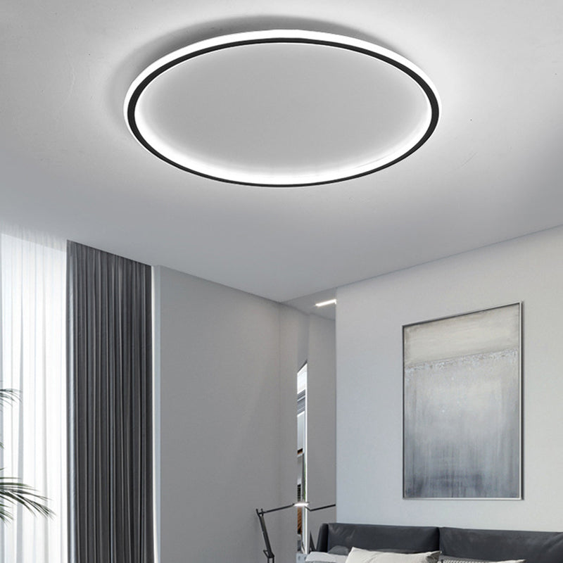 Simple Style Black Acrylic Led Ceiling Flush-Mount Light For Bedroom / White