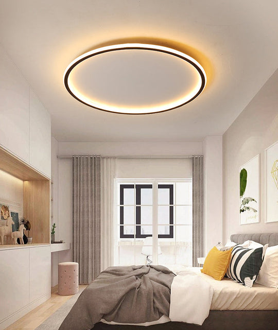 Simple Style Black Acrylic Led Ceiling Flush-Mount Light For Bedroom