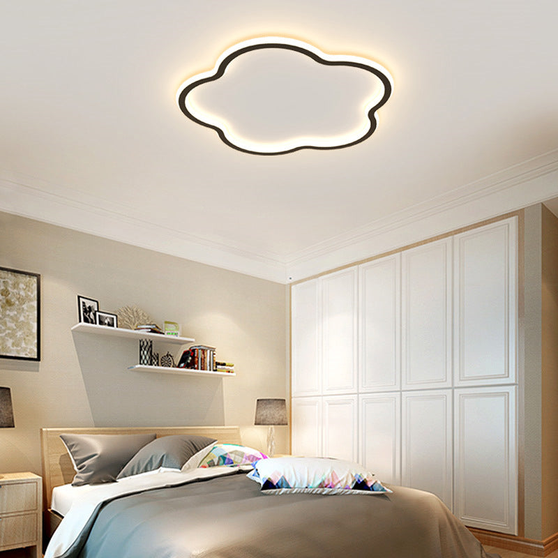 Modern Led Metal Flush Mount Ceiling Light Fixture For Flower Bedroom Illumination Black / Warm