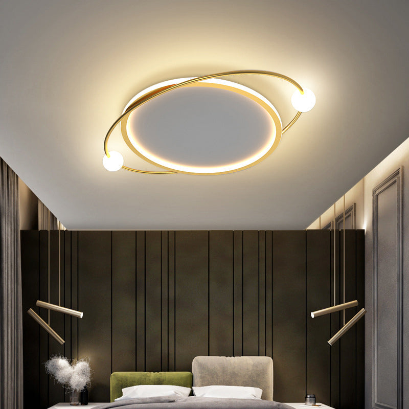 Led Flush Mount Ceiling Light - Contemporary Gold Ring Design Acrylic Close To Fixture