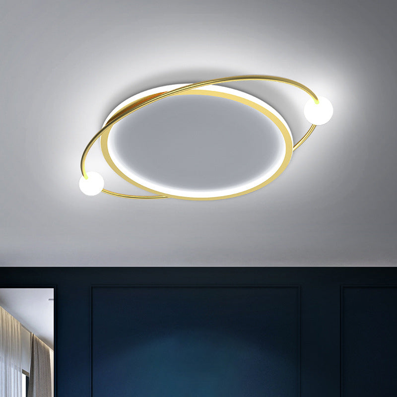 Led Flush Mount Ceiling Light - Contemporary Gold Ring Design Acrylic Close To Fixture