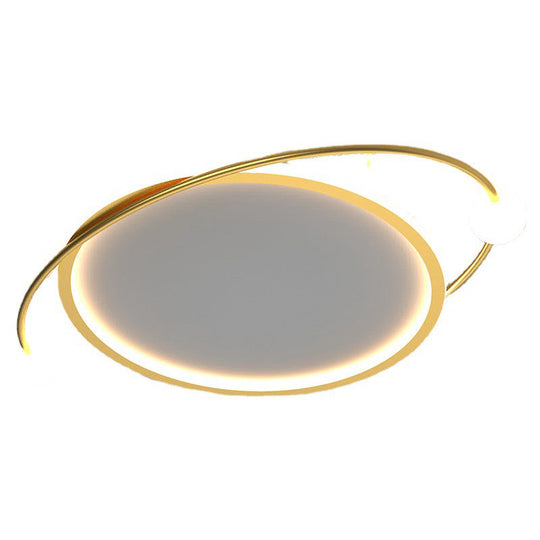 Led Flush Mount Ceiling Light - Contemporary Gold Ring Design Acrylic Close To Fixture