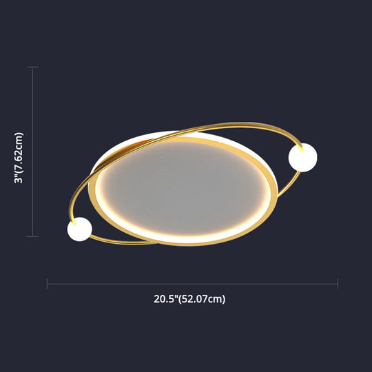 Led Flush Mount Ceiling Light - Contemporary Gold Ring Design Acrylic Close To Fixture