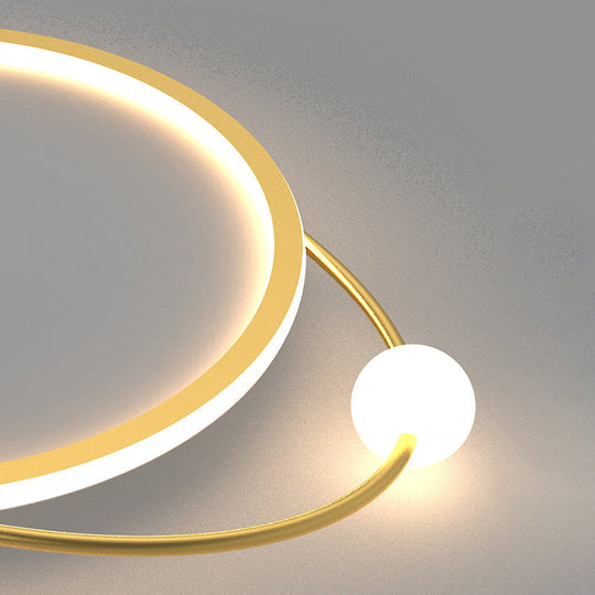 Led Flush Mount Ceiling Light - Contemporary Gold Ring Design Acrylic Close To Fixture