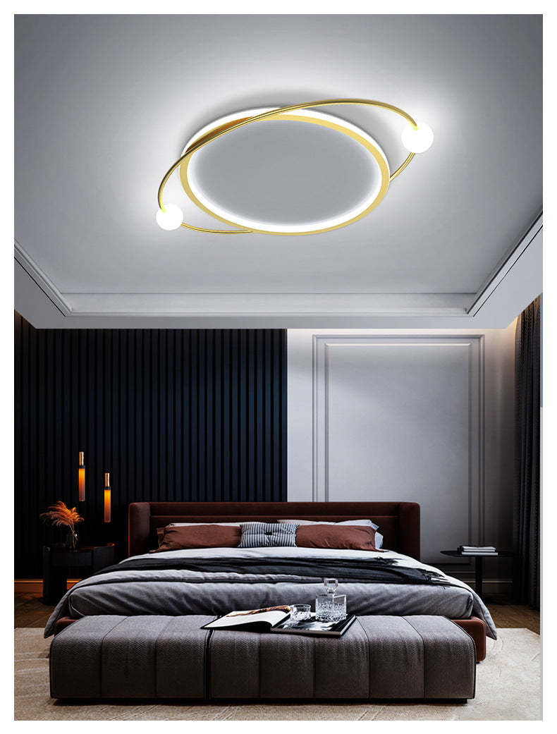 Led Flush Mount Ceiling Light - Contemporary Gold Ring Design Acrylic Close To Fixture