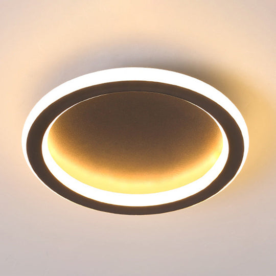 Modern Metal Geometric Led Ceiling Light Fixture | Flush Mount Black / White Round