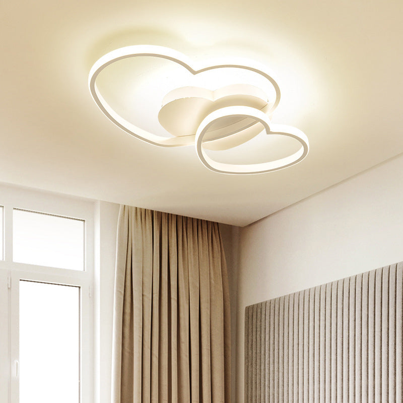 Modern Metal Heart-Shaped Led Flush Mount Ceiling Light