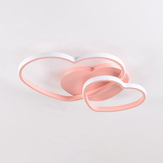 Modern Metal Heart-Shaped Led Flush Mount Ceiling Light Pink / Warm