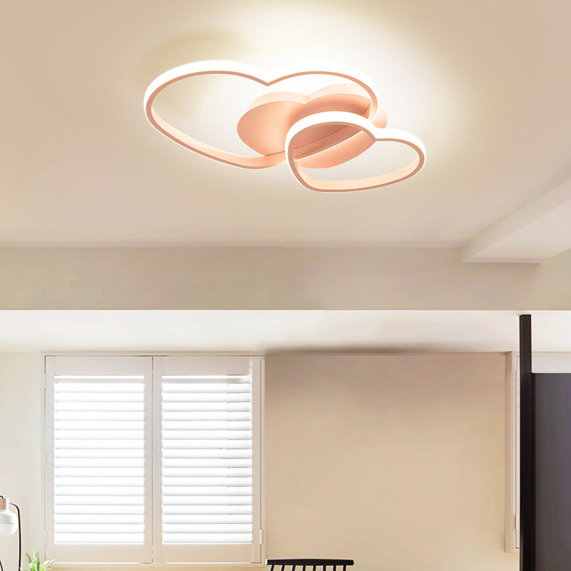 Modern Metal Heart-Shaped Led Flush Mount Ceiling Light