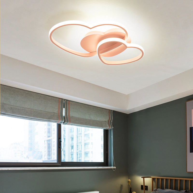 Modern Metal Heart-Shaped Led Flush Mount Ceiling Light