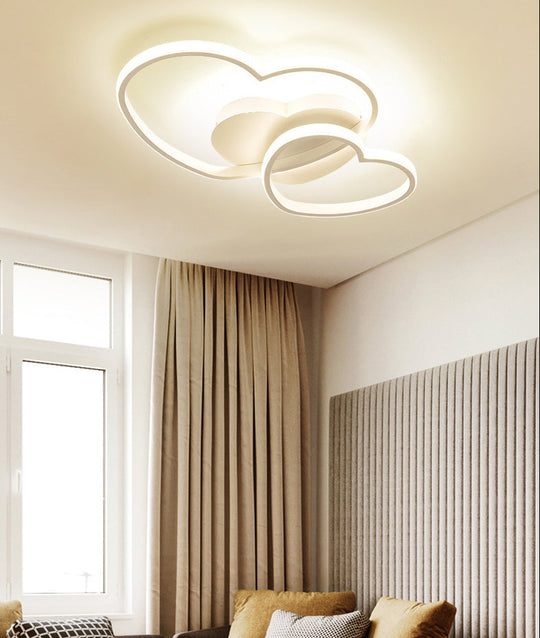 Modern Metal Heart-Shaped Led Flush Mount Ceiling Light