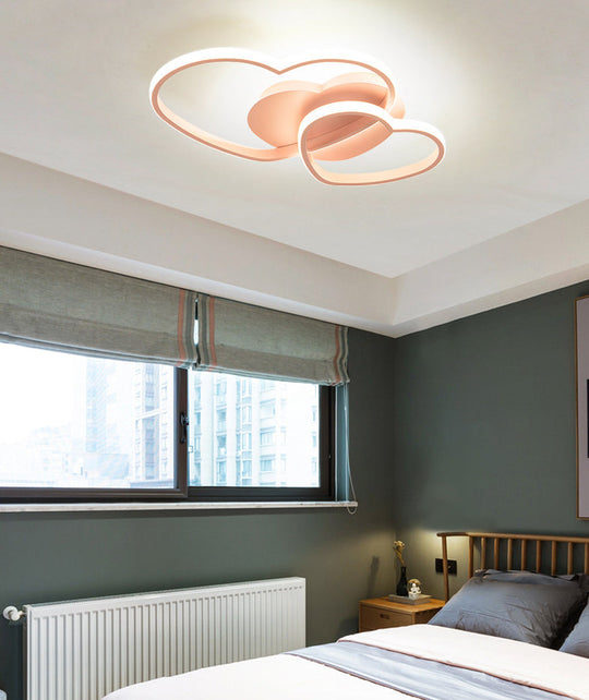 Modern Metal Heart-Shaped Led Flush Mount Ceiling Light