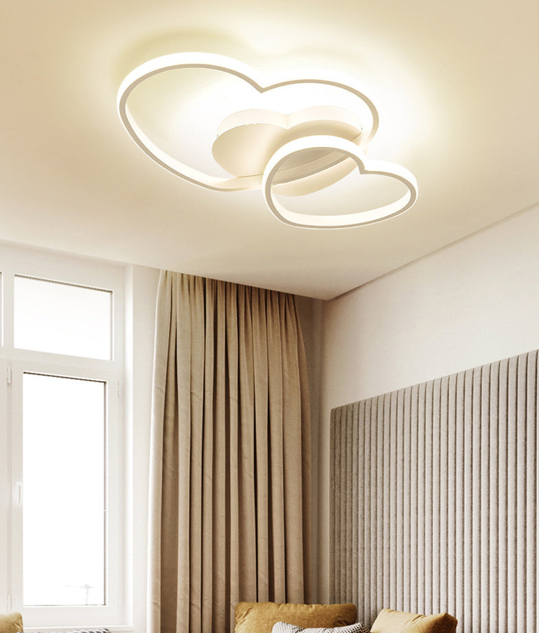 Modern Metal Heart-Shaped Led Flush Mount Ceiling Light