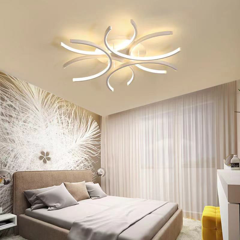 Modern White Metal Flushmount Ceiling Lamp With Led Petal Design