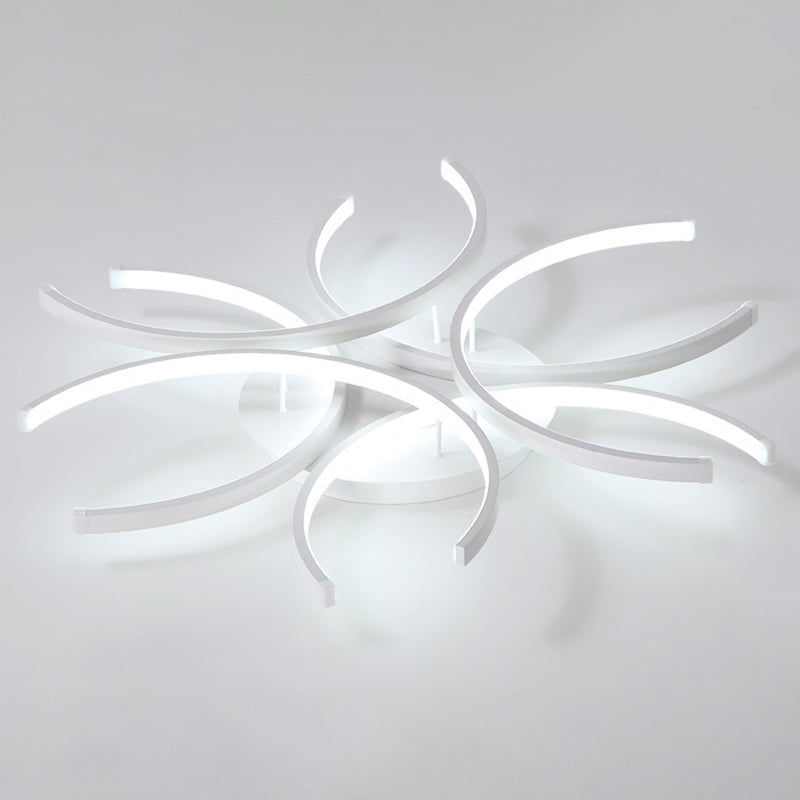 Modern White Metal Flushmount Ceiling Lamp With Led Petal Design