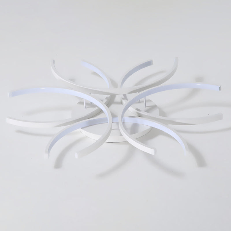 Modern White Metal Flushmount Ceiling Lamp With Led Petal Design