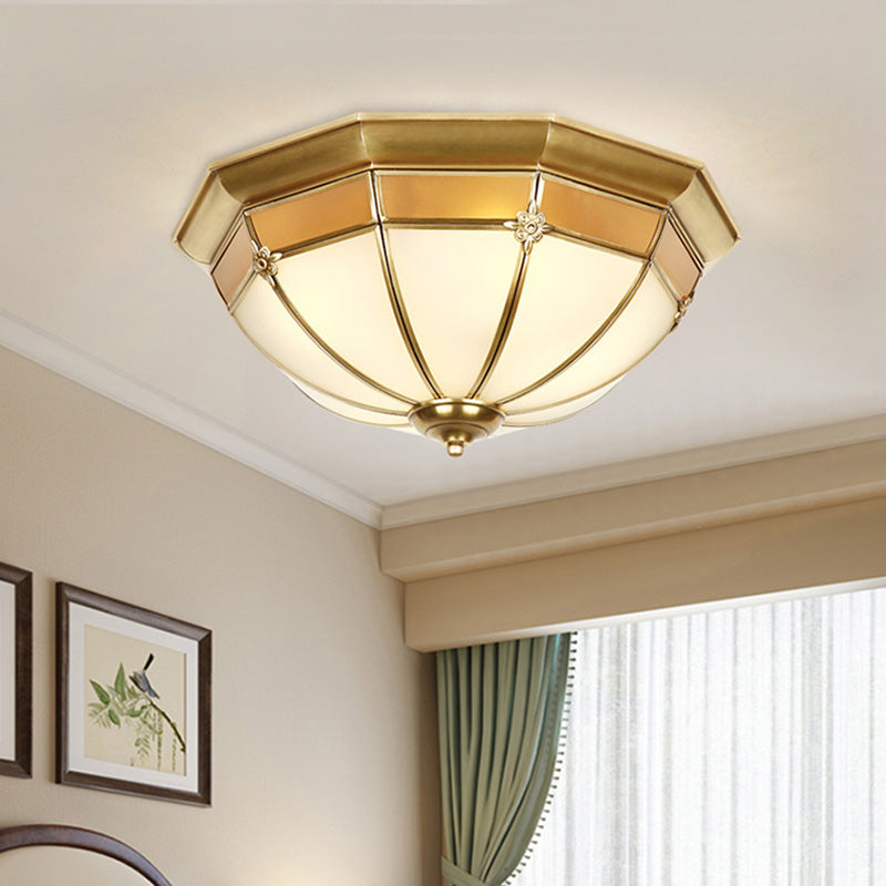 Classic Glass And Brass Ceiling Mount Light Fixture