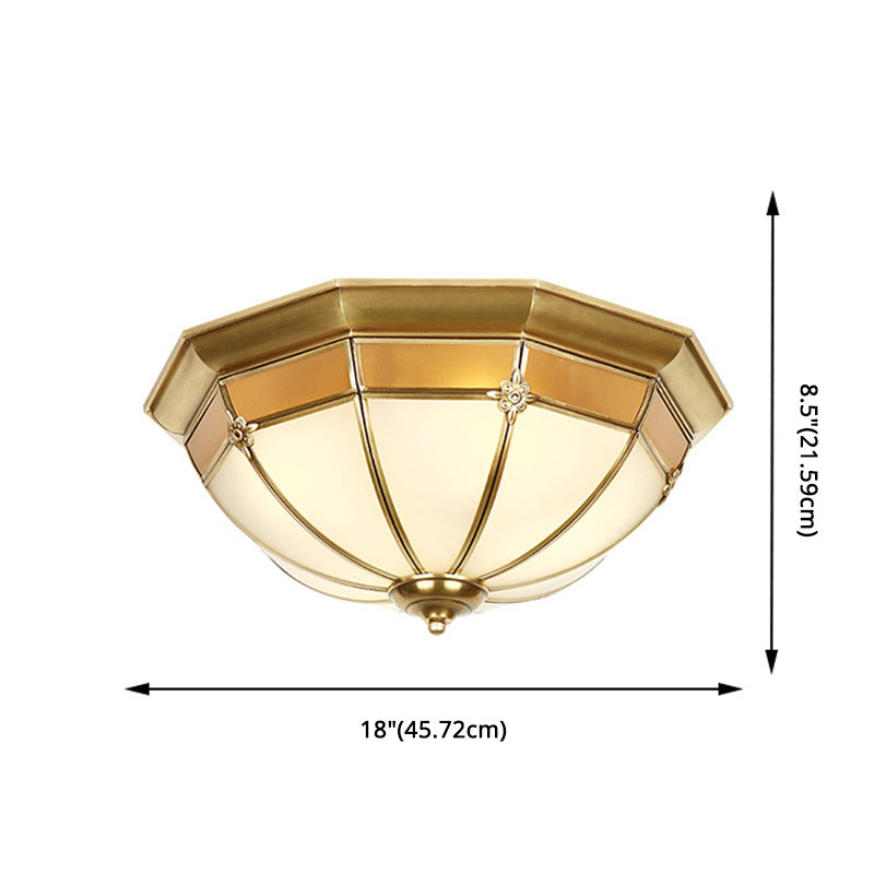 Classic Glass And Brass Ceiling Mount Light Fixture