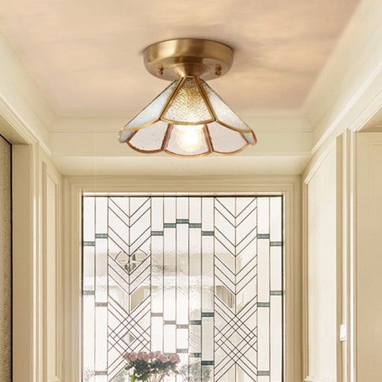 Classic Scalloped Glass Ceiling Flush Mount In Brass - Timeless Elegance For Your